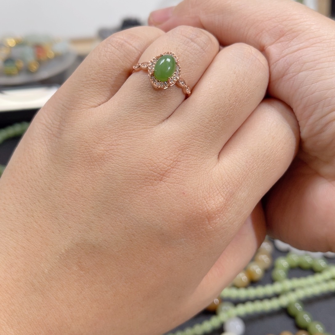 和田玉手串银S925镀金镶嵌