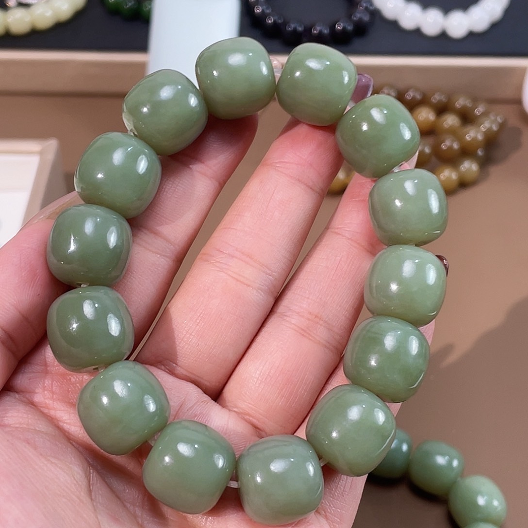 和田玉手链未镶嵌和田 青黄 16