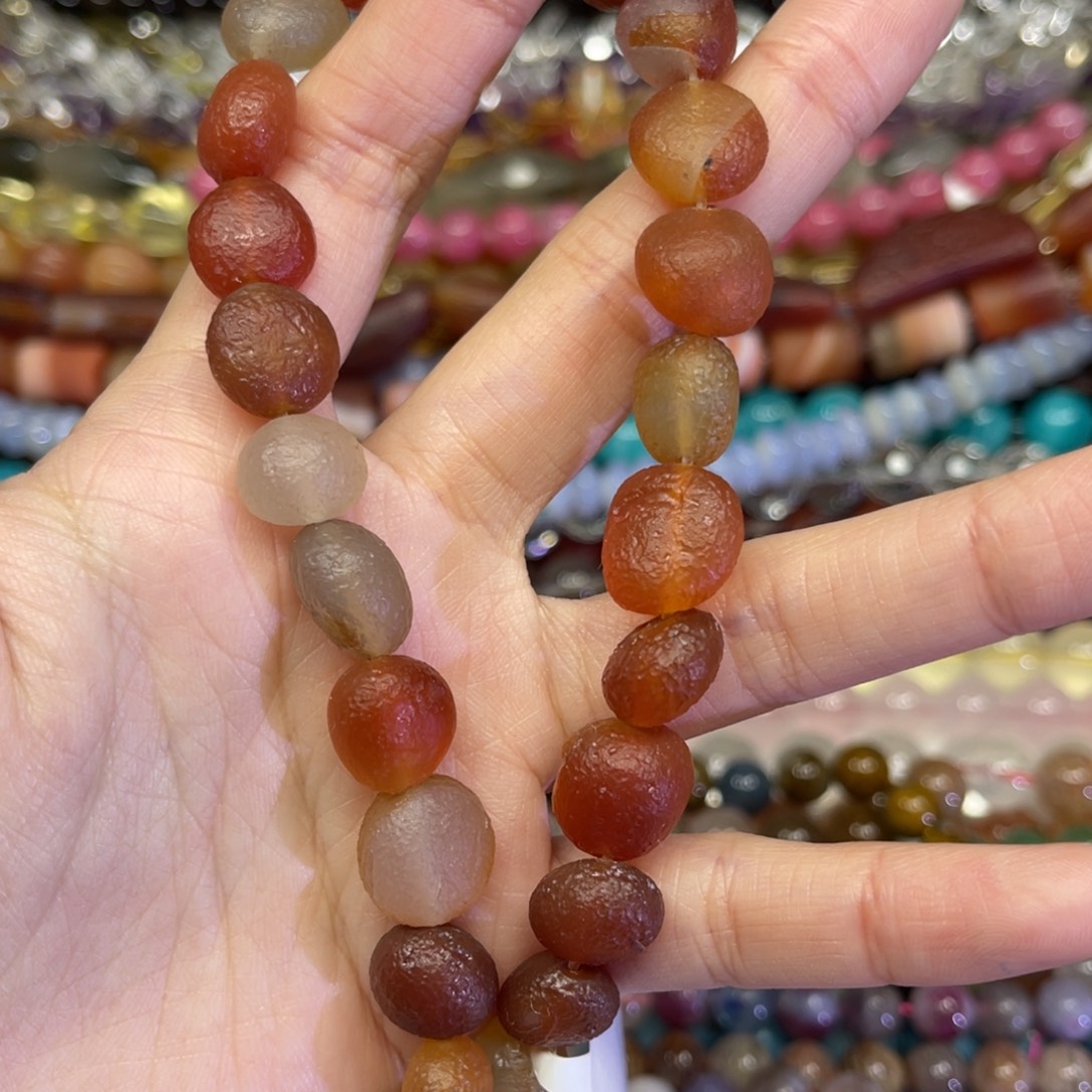 玛瑙/玉髓散珠天然老玛瑙卡12长条38厘米