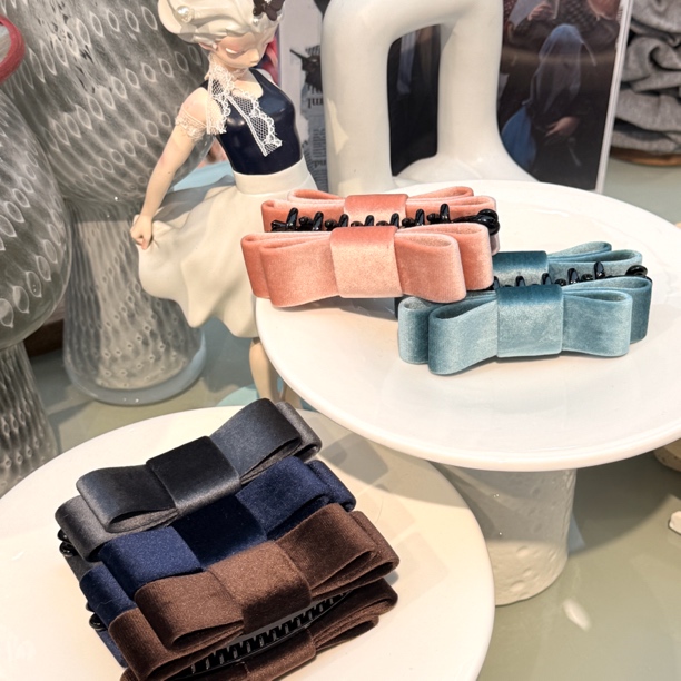 丝绒布艺铁合金香蕉夹韩系气质发饰发夹竖夹马尾夹后脑勺发卡