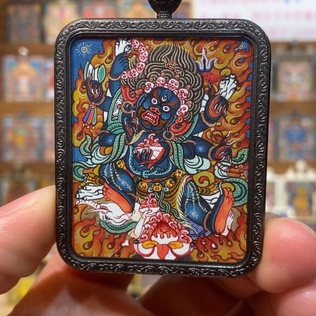 吊坠开播特惠纯手绘大黑天唐卡
