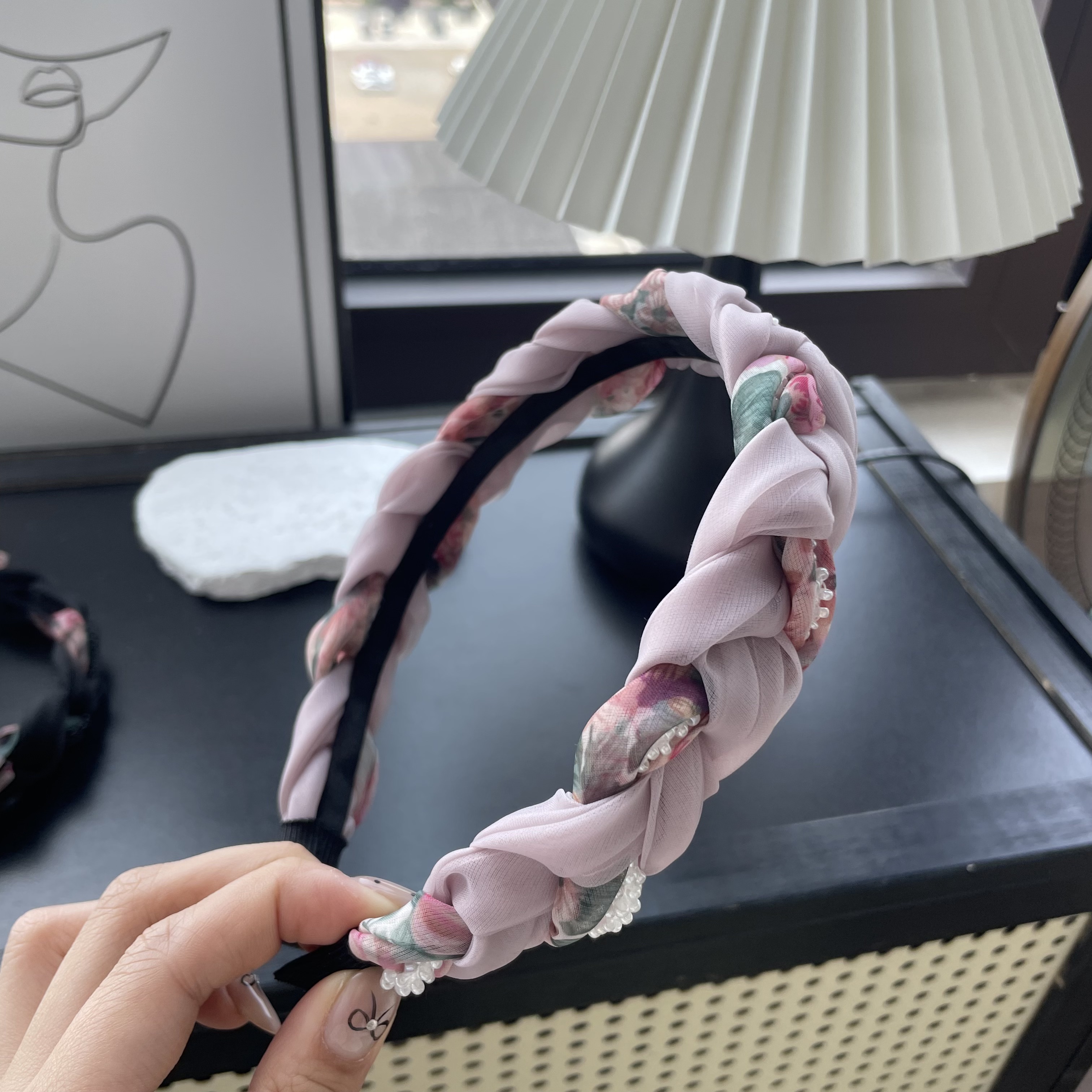 东大门 新款晕染花工艺编织发箍3048