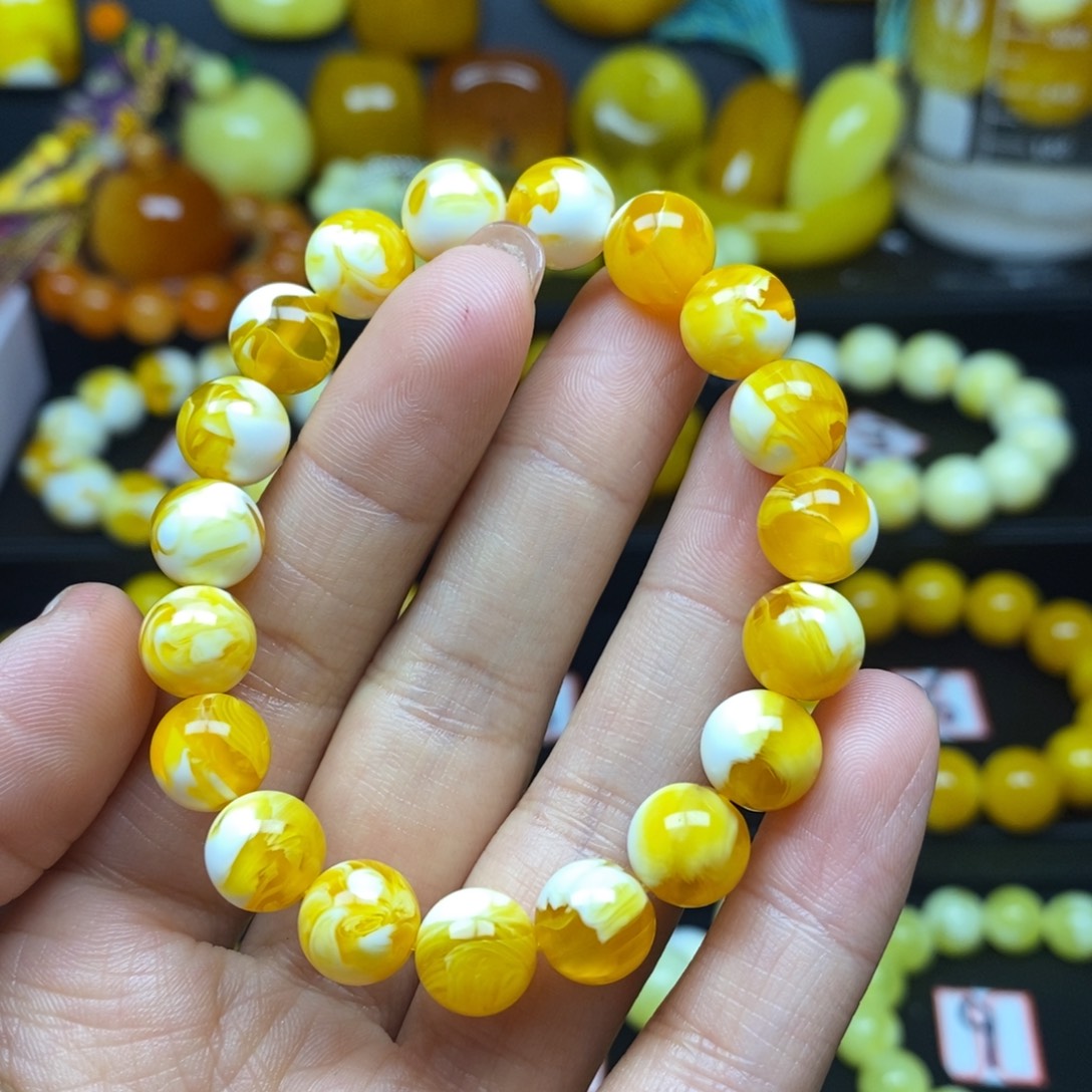 雄***羽瓷白花10手串一条