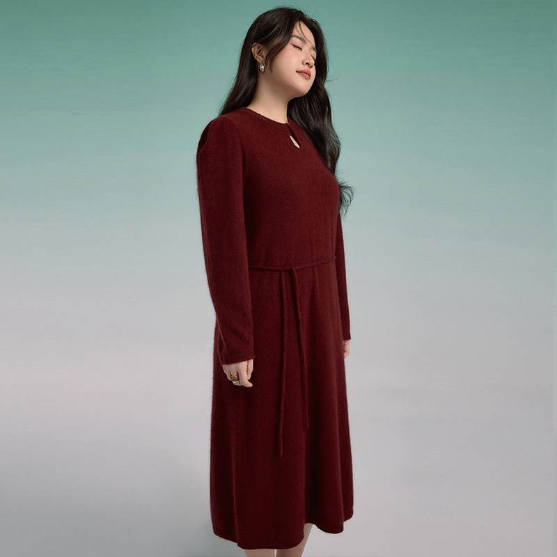 mc扭结式圆领细绳腰带显瘦连衣裙MDR4LD6404