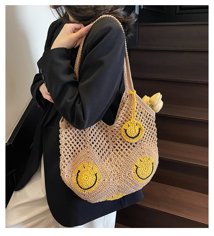 1698新款休闲大容量编织镂空包懒惰风单肩包简约度假沙滩通勤包