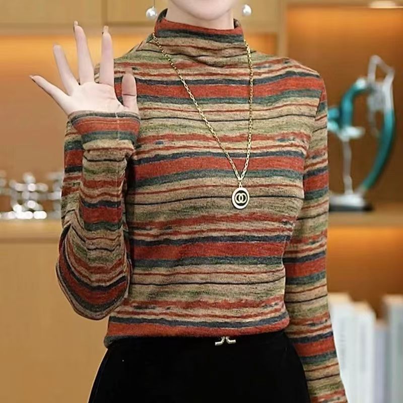 德绒妈妈加绒高档秋冬打底衫半高领洋气减龄遮肚子显瘦小衫女