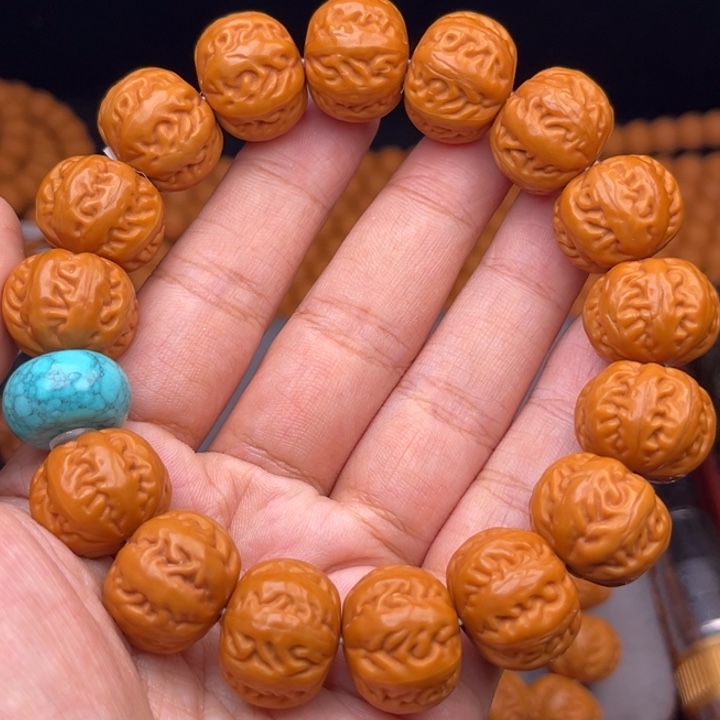 猴头核桃吊坠17麻花串绿