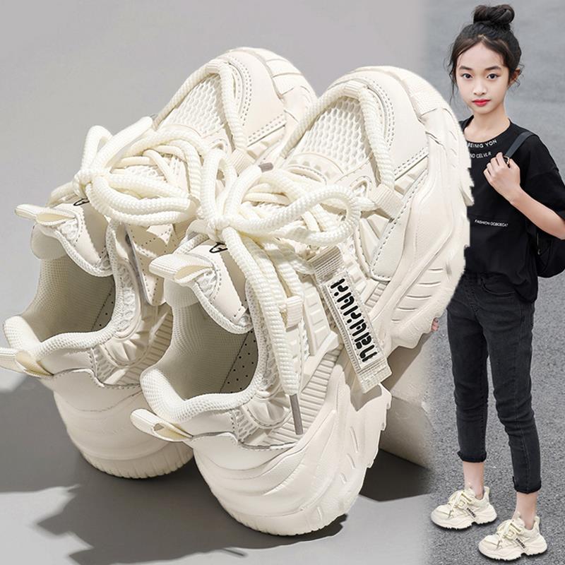 安踏联名ZHIO女童鞋老爹鞋秋款2025新款儿童网面透气运动中大童女