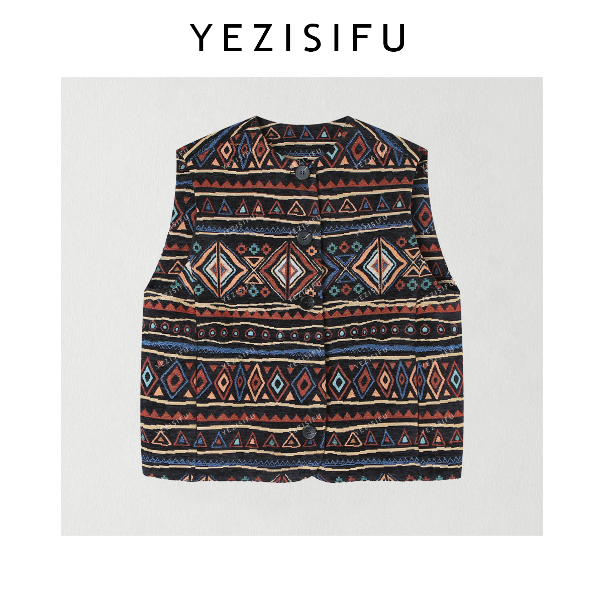 玖了个玖 2025秋季新款法式刺绣圆领单排扣马夹2509C5989