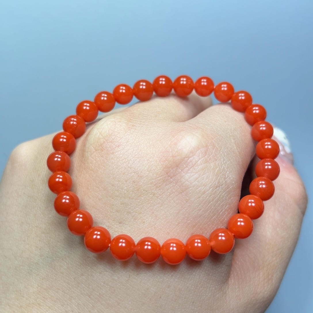 南红玛瑙柿子红圆珠单圈6mm未镶嵌