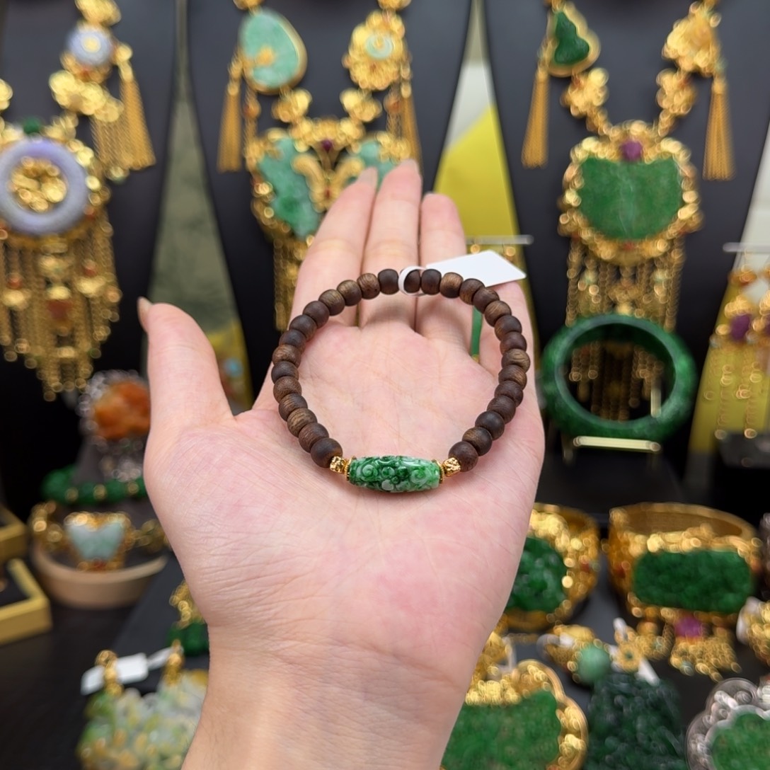 翡翠未镶嵌套链福利手串