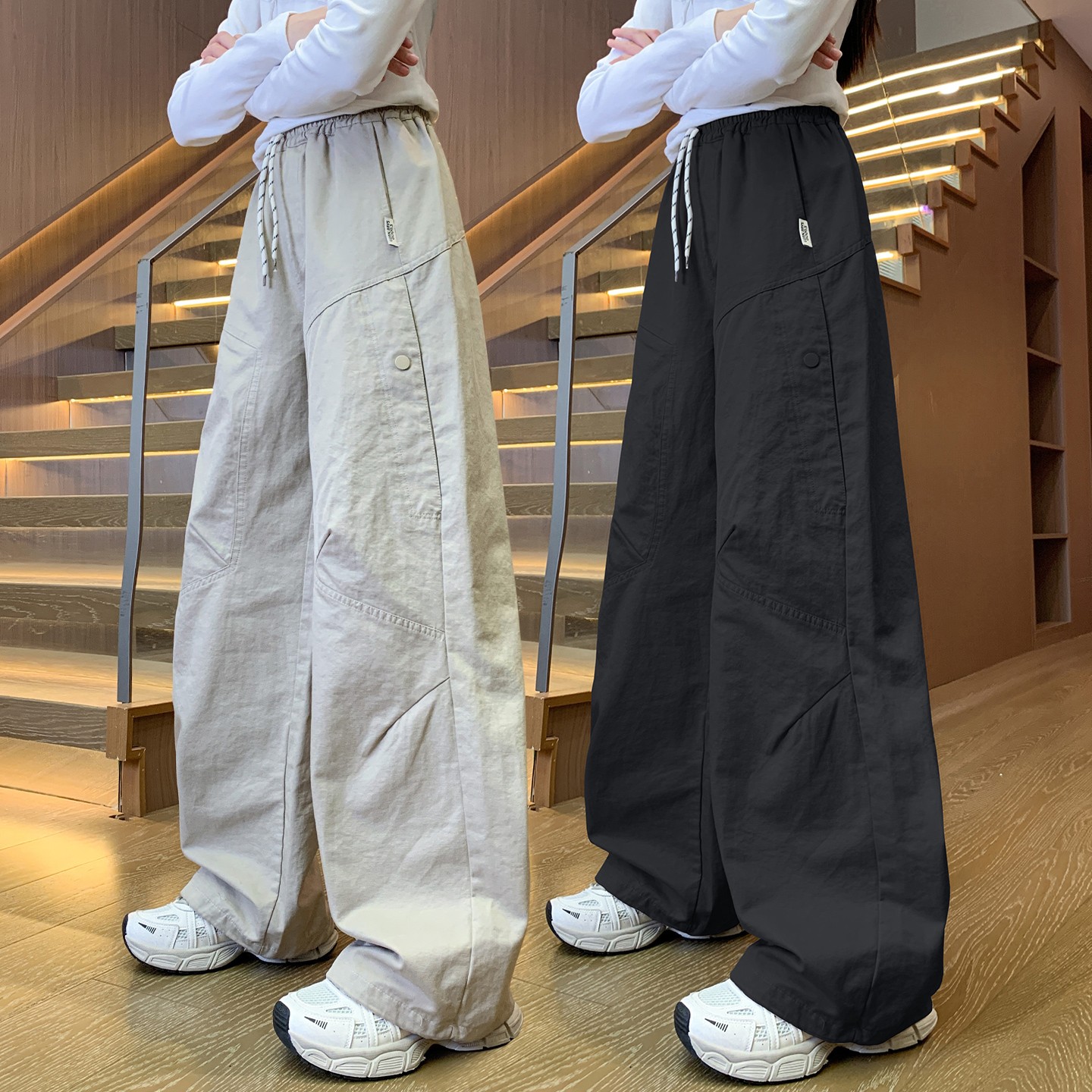 女童裤子春秋初中生2025新款女大童休闲裤秋装儿童时髦宽松长裤潮