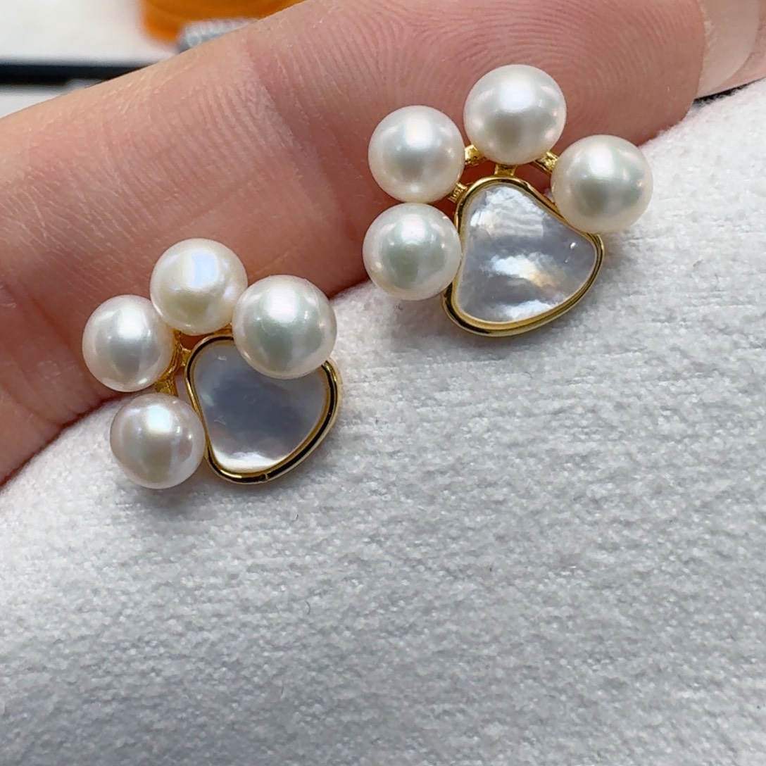 淡水珍珠未镶嵌耳饰@@nn052