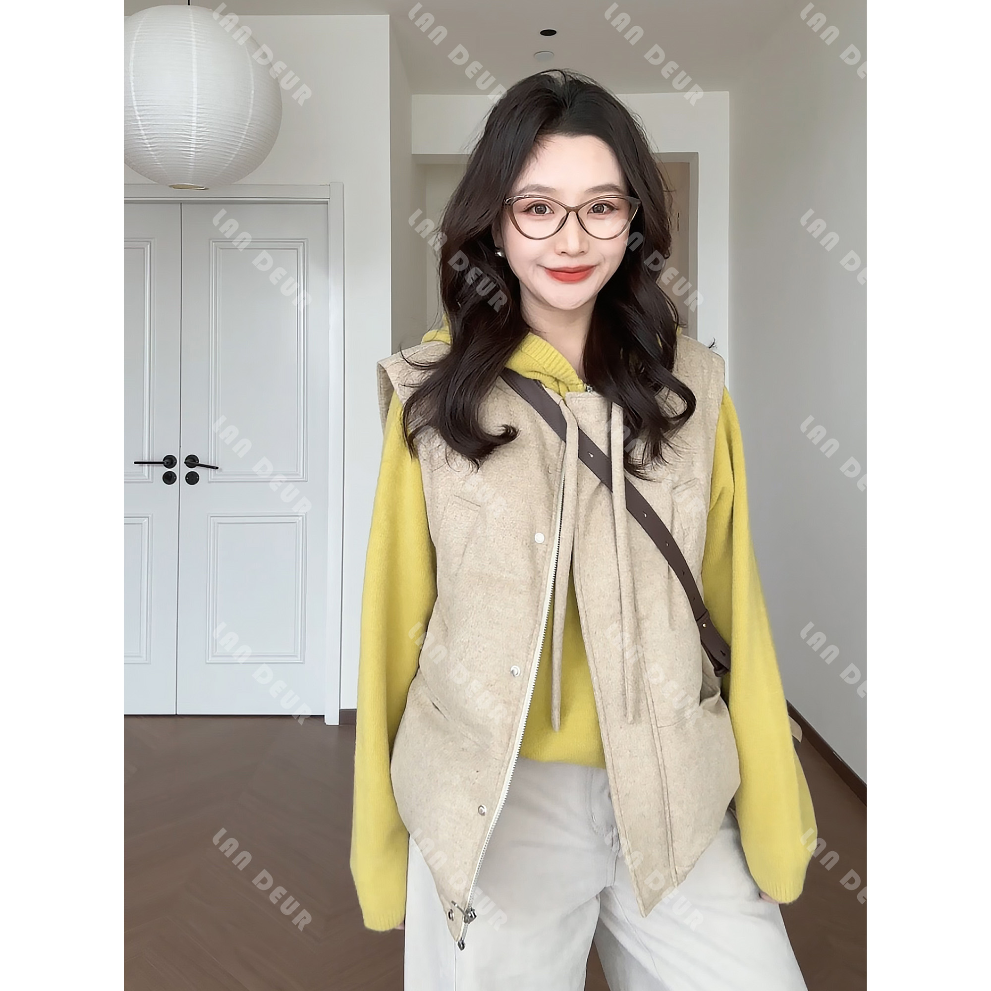 【圣诞胶片】羊毛羊绒羽绒马甲韩系时尚简约保暖圆领无袖羽绒服女