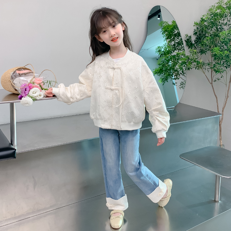 女童秋装外套2025新款儿童洋气新中式国风衣服女孩早初春秋季上衣