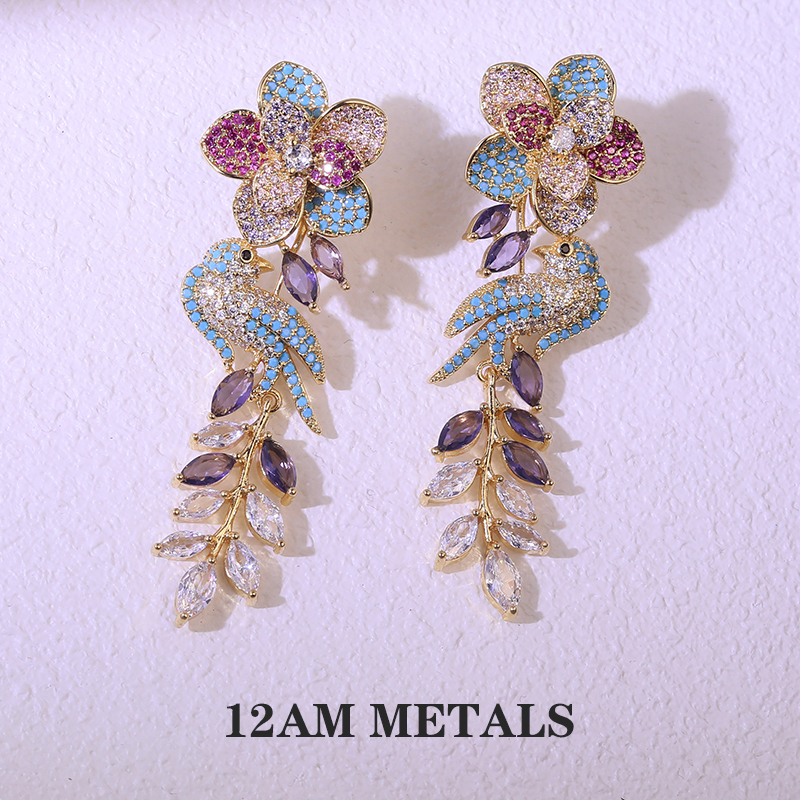 黄铜锆石耳饰 孤品 B531-682号