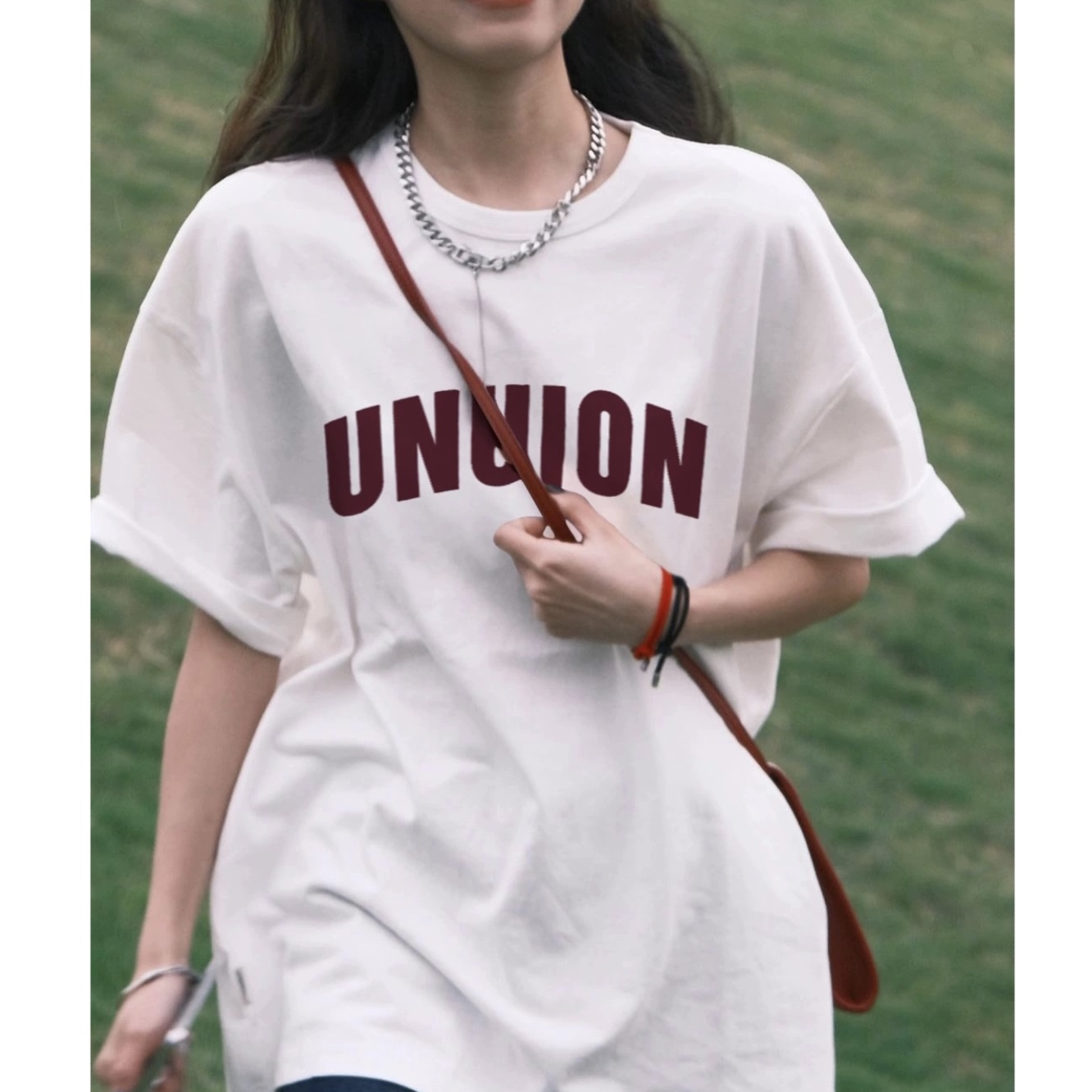 HKCY白色纯棉短袖t恤女夏2024美式复古休闲高端大气上档次女装应