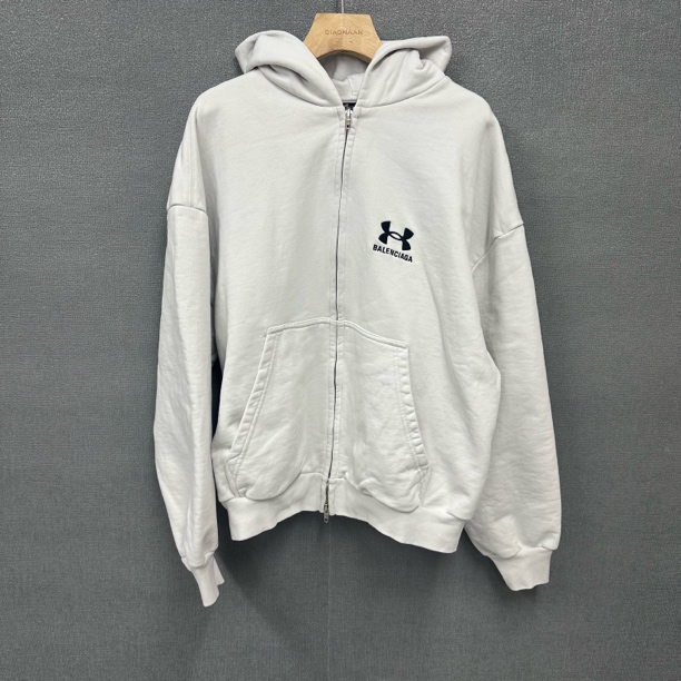 全新未使用 Balenciaga/巴黎世家 安德玛刺绣拉链帽衫卫衣带吊S码