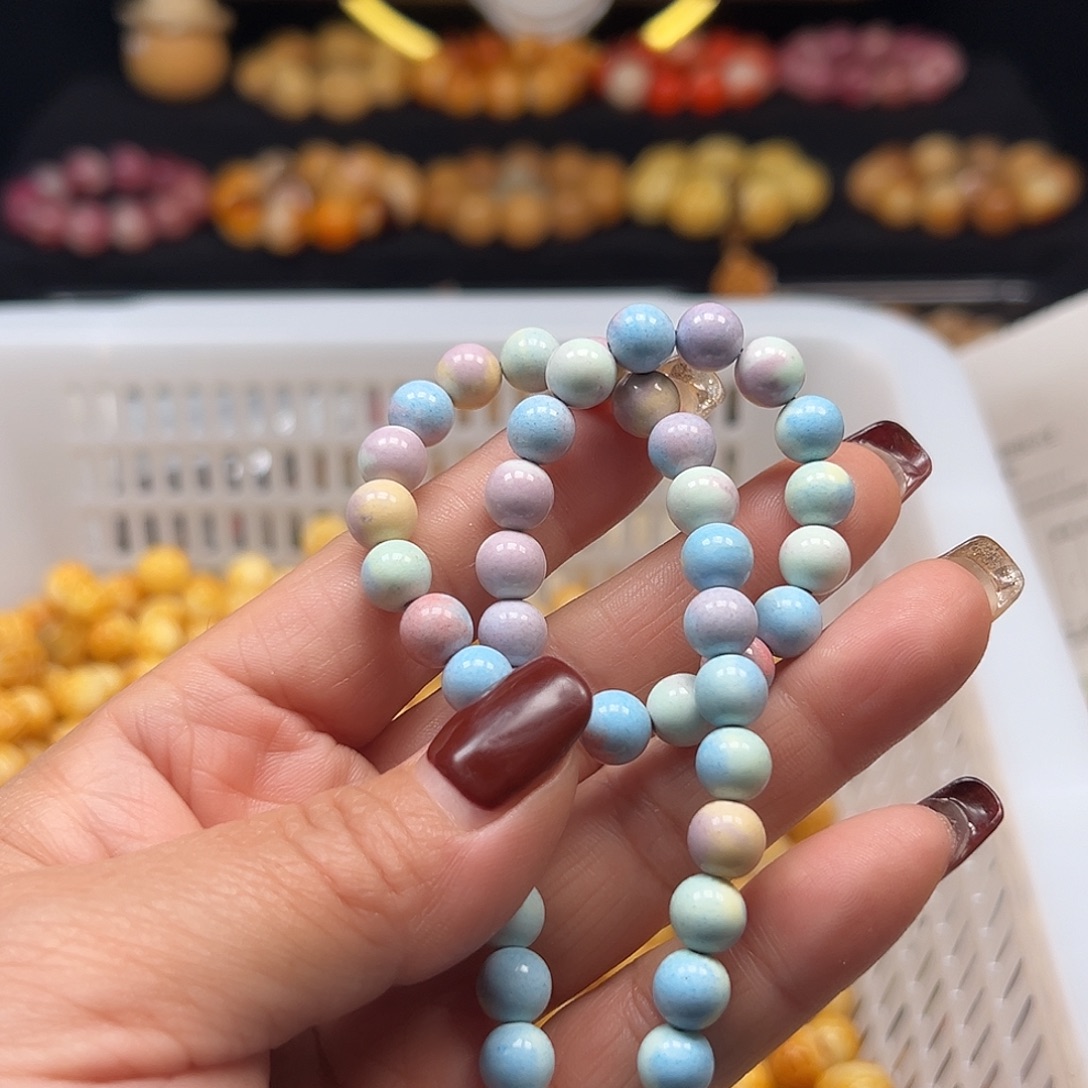 手串菩提根/象牙果卡8多彩圆1条