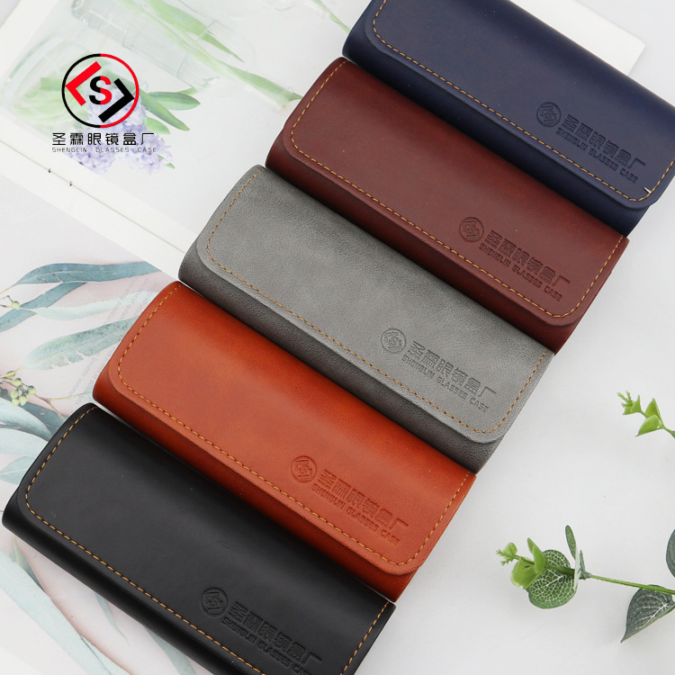 PU新中方缝线手工眼镜盒女时尚男高档抗压便携近视镜老花镜学生镜