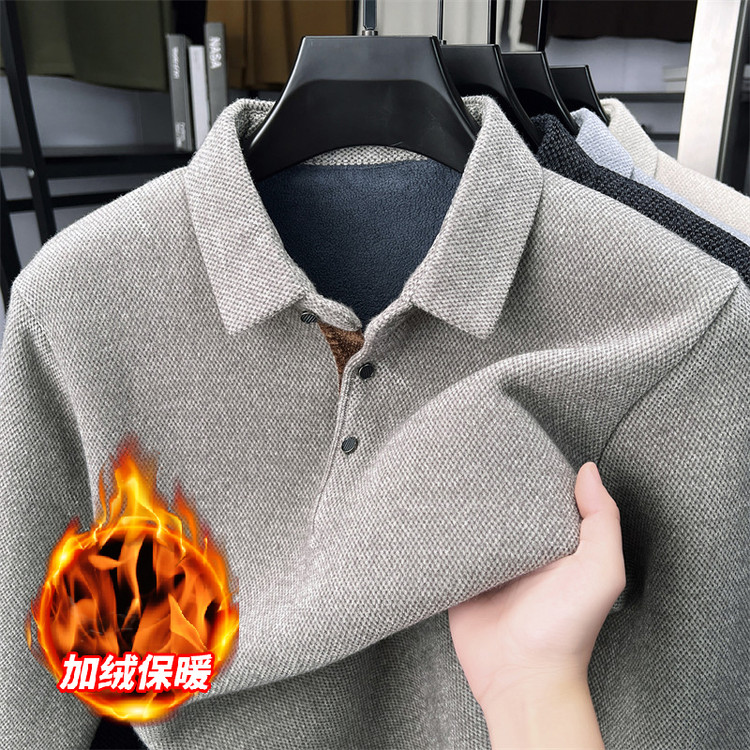 男士休闲毛衣针织加绒加厚男百搭宽松秋冬潮流时尚长袖加厚打底衫