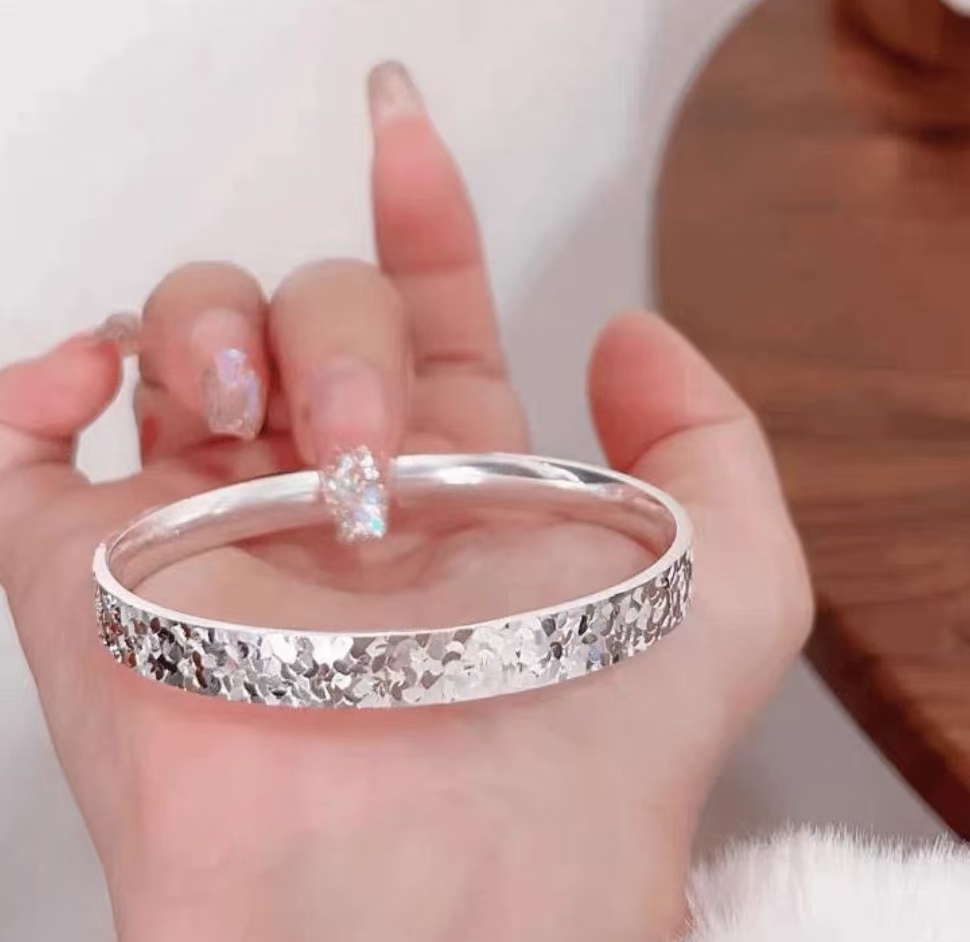 足银银制品 足银银制品 【901】碎冰冰闪闪手镯