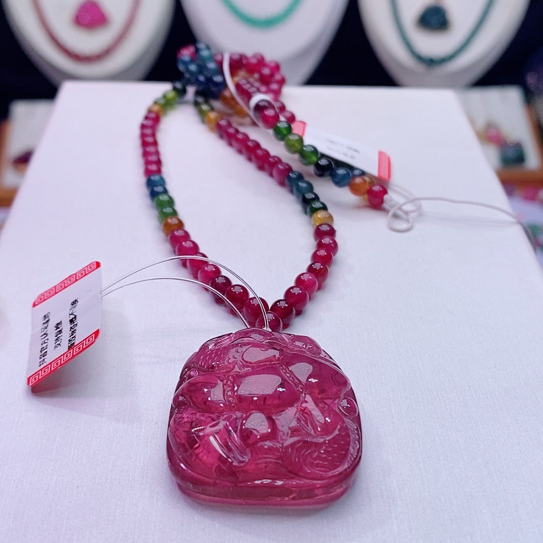 碧玺颈饰未镶嵌碧玺项链吊坠