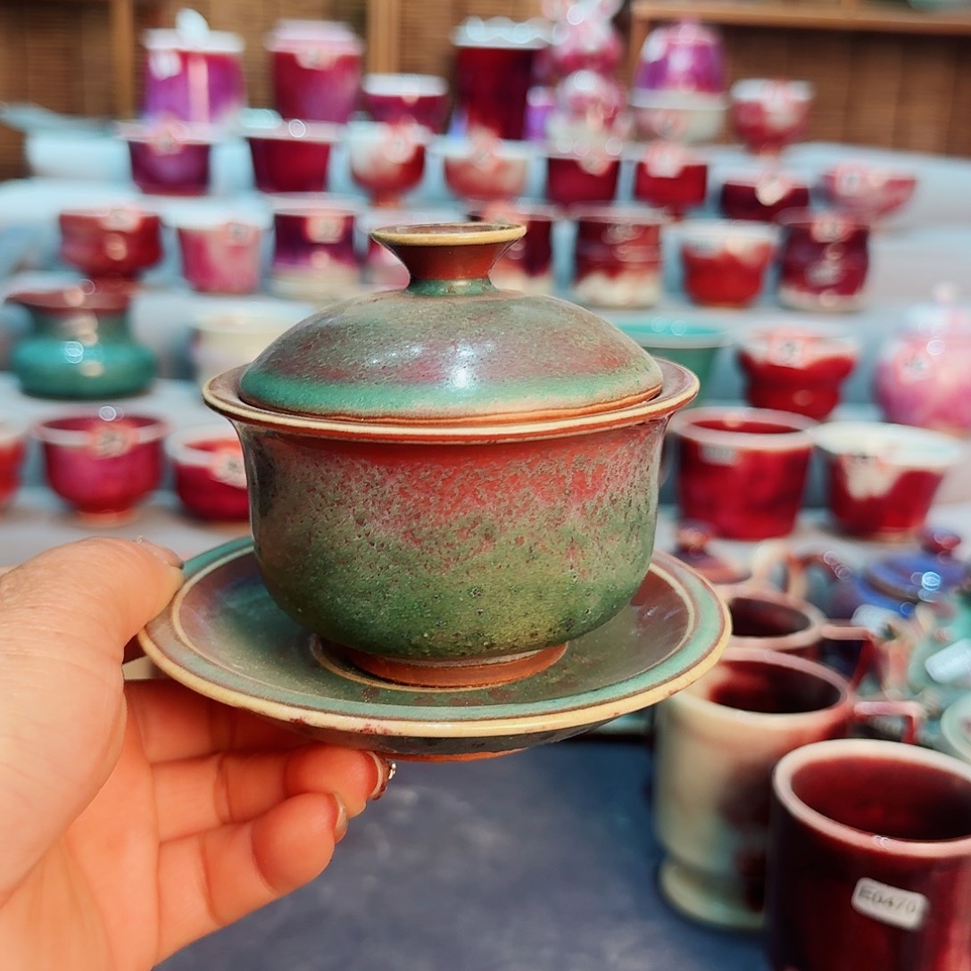 瓷片微瑕钧瓷主人杯摆件工艺品