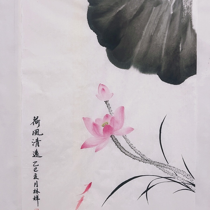 带灯款现代装饰画荷花图