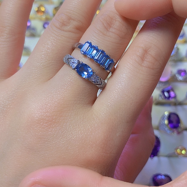 托帕石戒指银S925镶嵌影**声