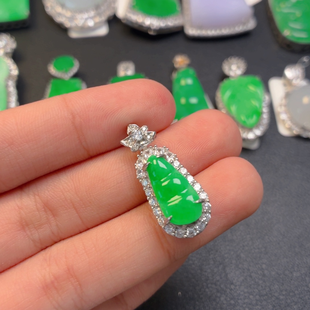 翡翠银S925镶嵌吊坠(不含链)