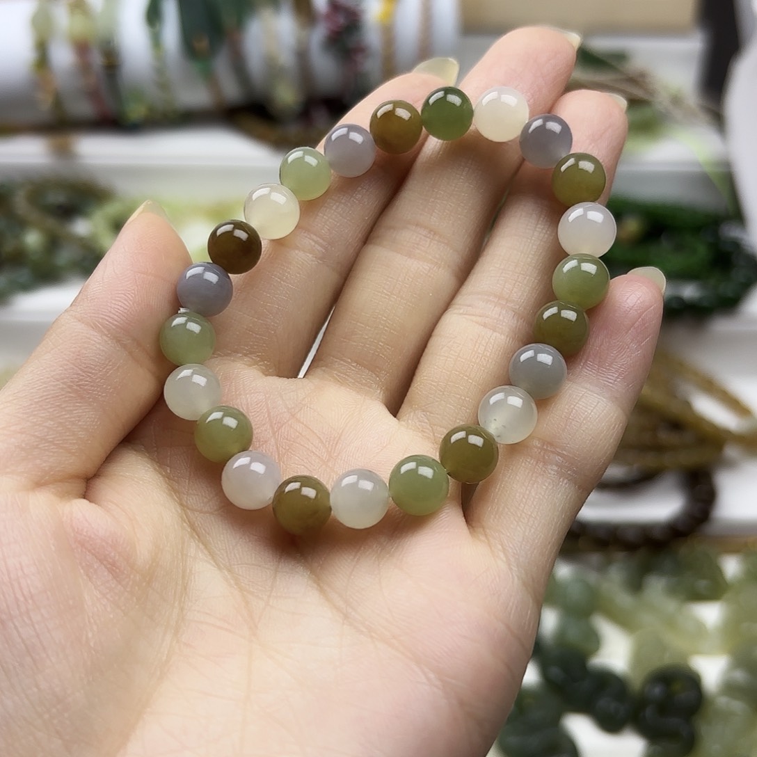 和田玉颈饰未镶嵌卡8多宝手串