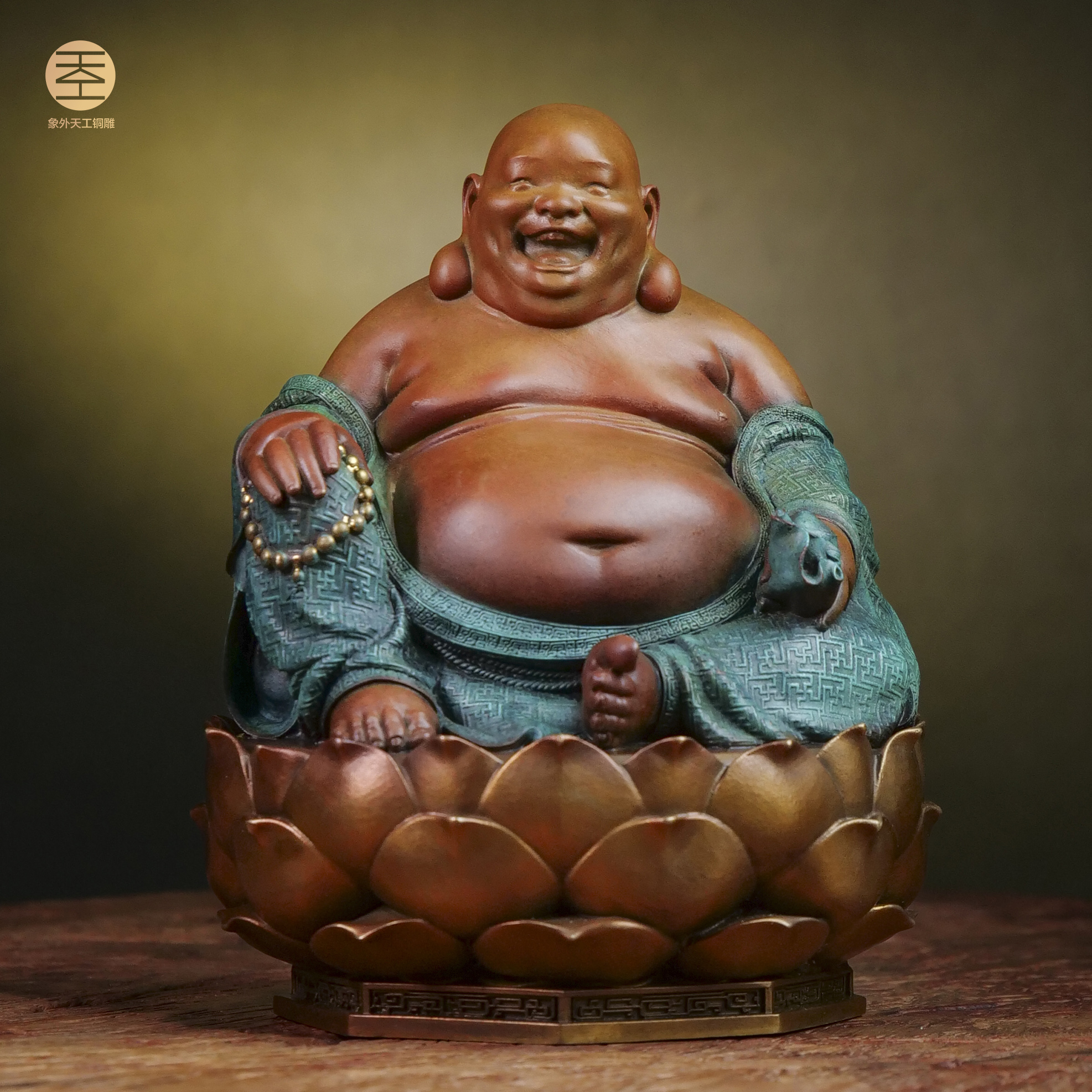 象外天工【国潮】大肚能容弥勒佛（大）全铜艺术原创雕塑玄关摆件