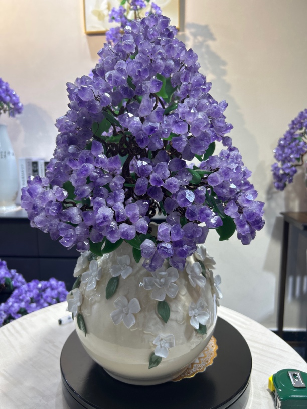 【卓越轻奢原创】福满心愿树纯天然紫水晶摆件陶瓷乔迁办公家居