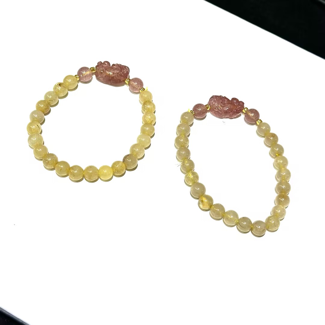 【SL】金发晶DIY手串-约7mm（多样性发其一）