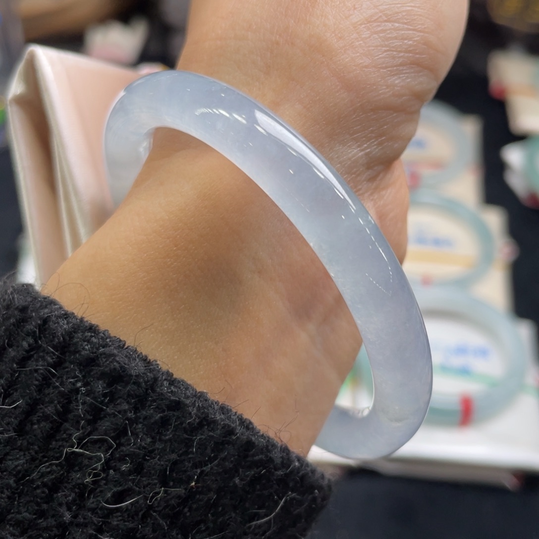 翡翠手镯未镶嵌54-55炸光冰条子