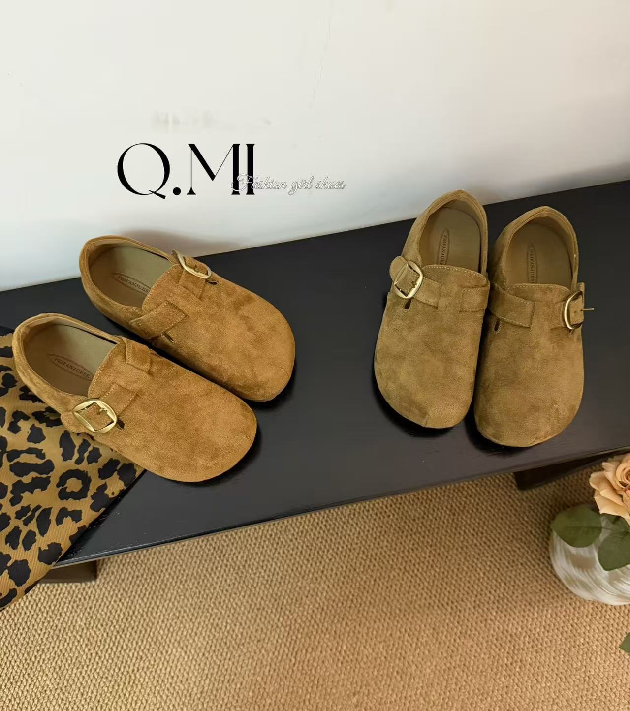 Q.MI厚底勃肯女外穿全包鞋2025秋季款韩版复古一脚蹬懒人包头拖鞋
