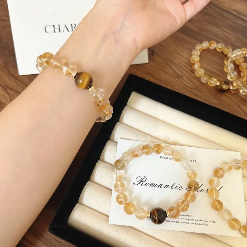 X1389[ 秋日漫步]黄塔晶金虎眼手链高端轻奢手串多样性发一