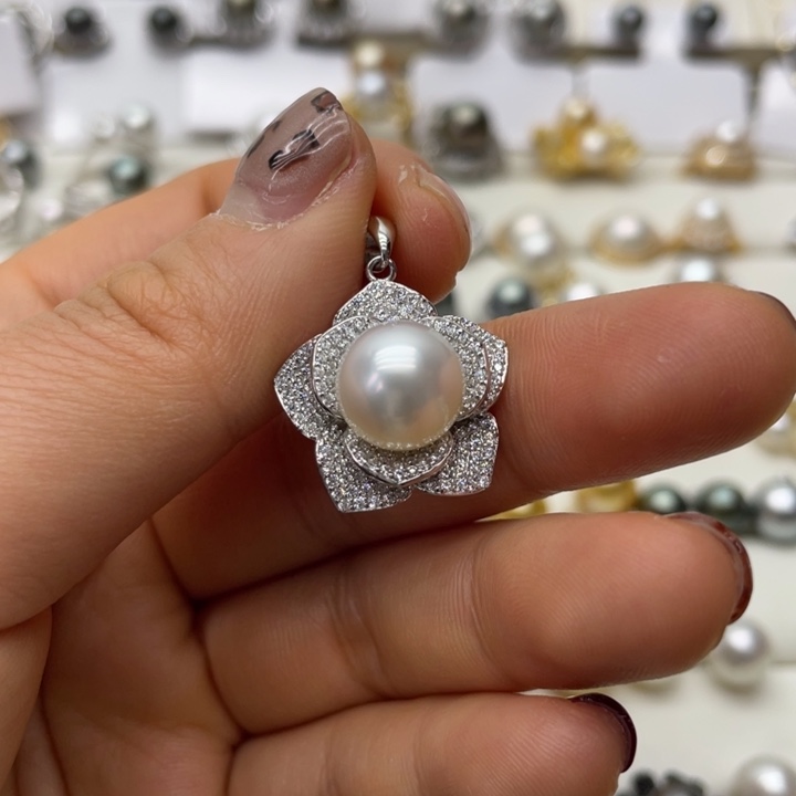 海水珍珠吊坠(不含链)银S925镶嵌