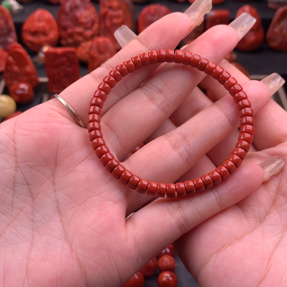 南红玛瑙南红川料精工药片手串5.2mm未镶嵌小*