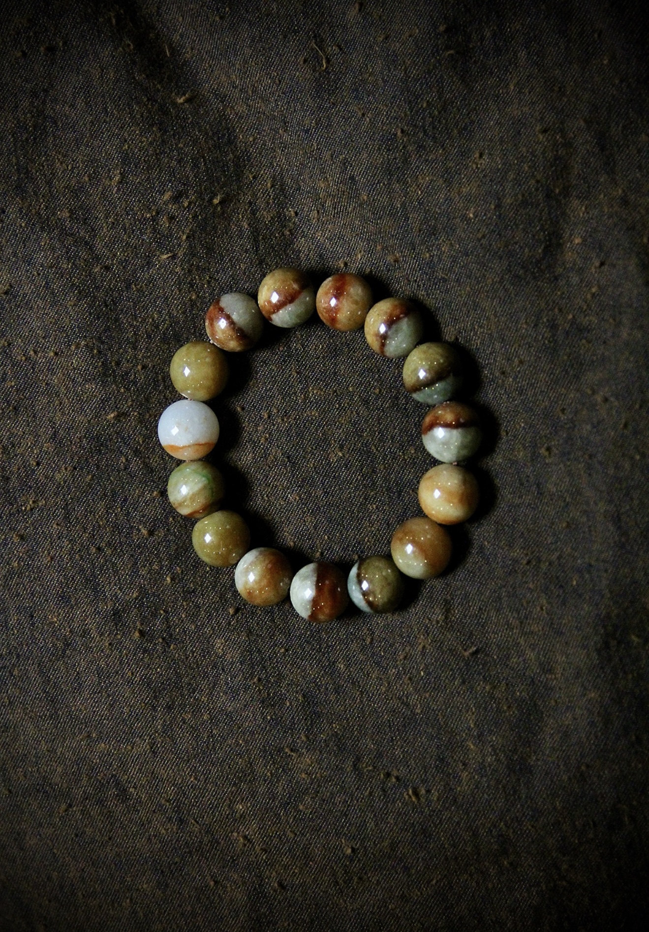 老料翡翠鸳鸯珠手串