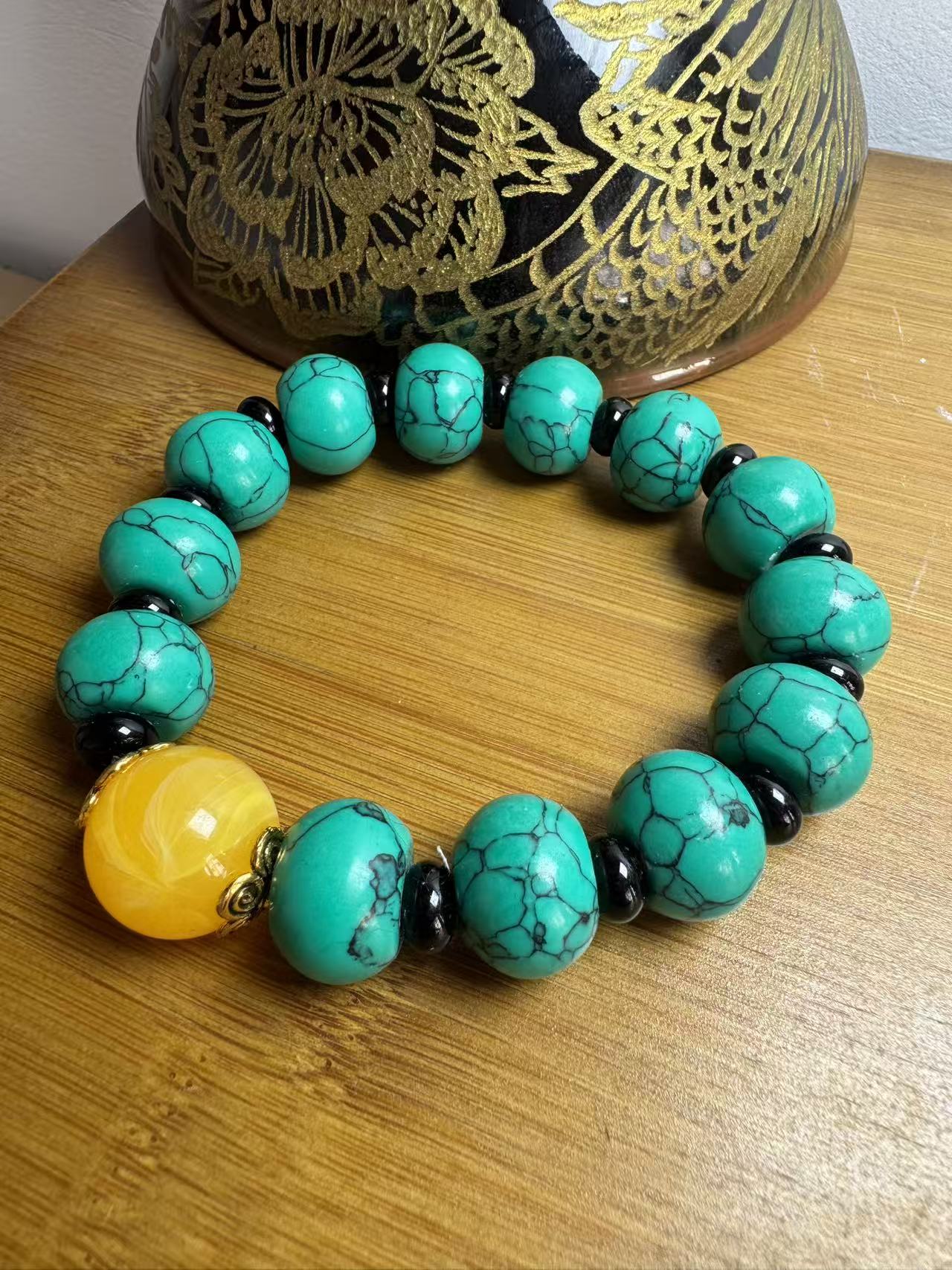 手链 【九球】绿s单圈手串 带一点黄