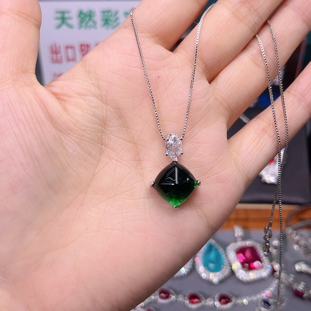 银S925镶嵌颈饰祖母绿w 199