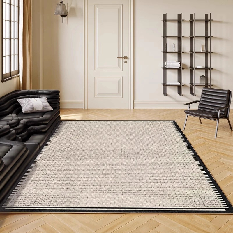 黑白百搭法式奶油风大客厅地毯防污免洗耐脏沙发茶几毯卧室床边毯