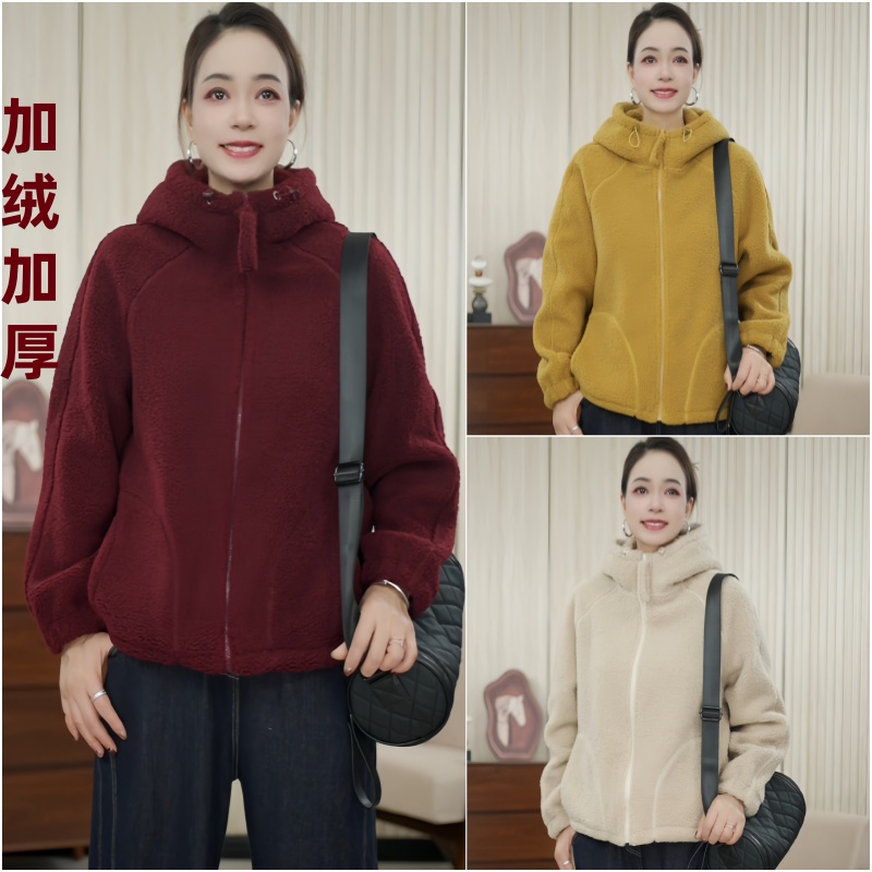 冬季加绒保暖连帽加厚外套上衣休闲百搭1297