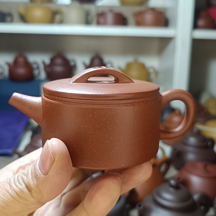 紫砂茶壶原矿红降坡粗砂汉瓦内推160cc半手工