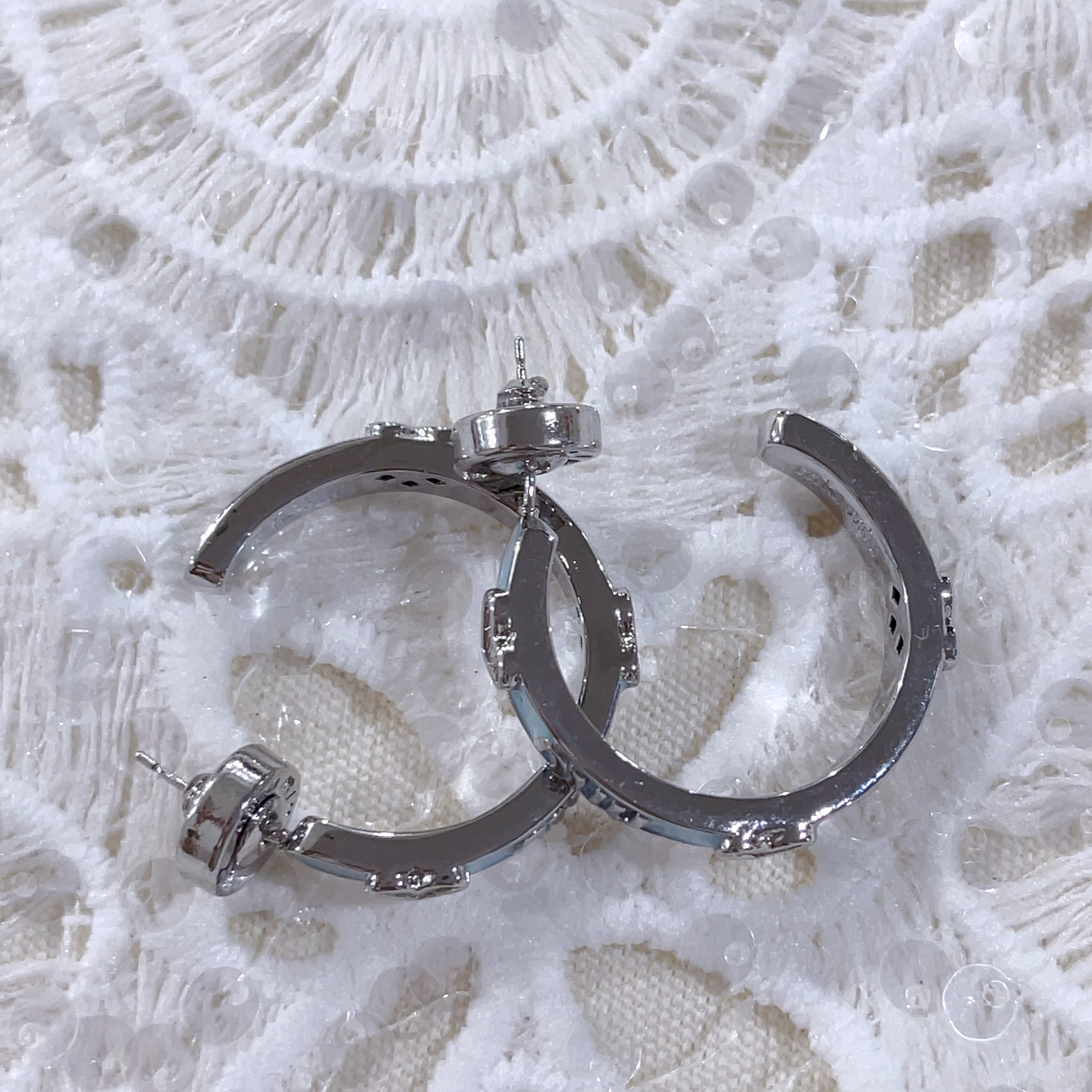 合金亚克力耳饰 E825蓝色底油小众耳圈