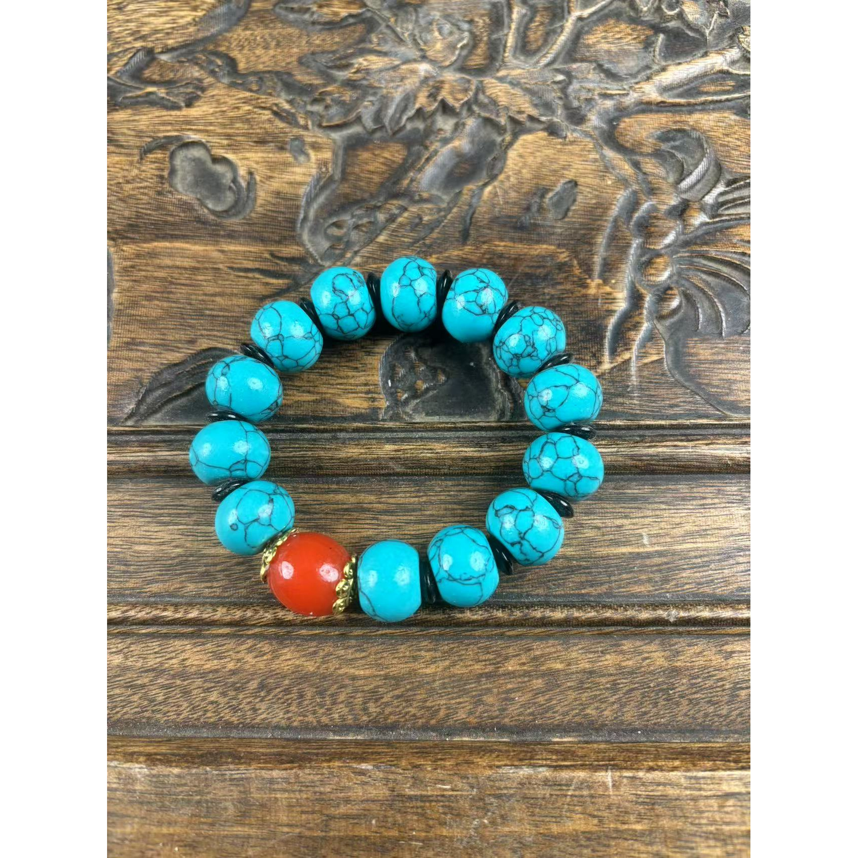 菱锰矿绿松松手串一个{小七甄选}