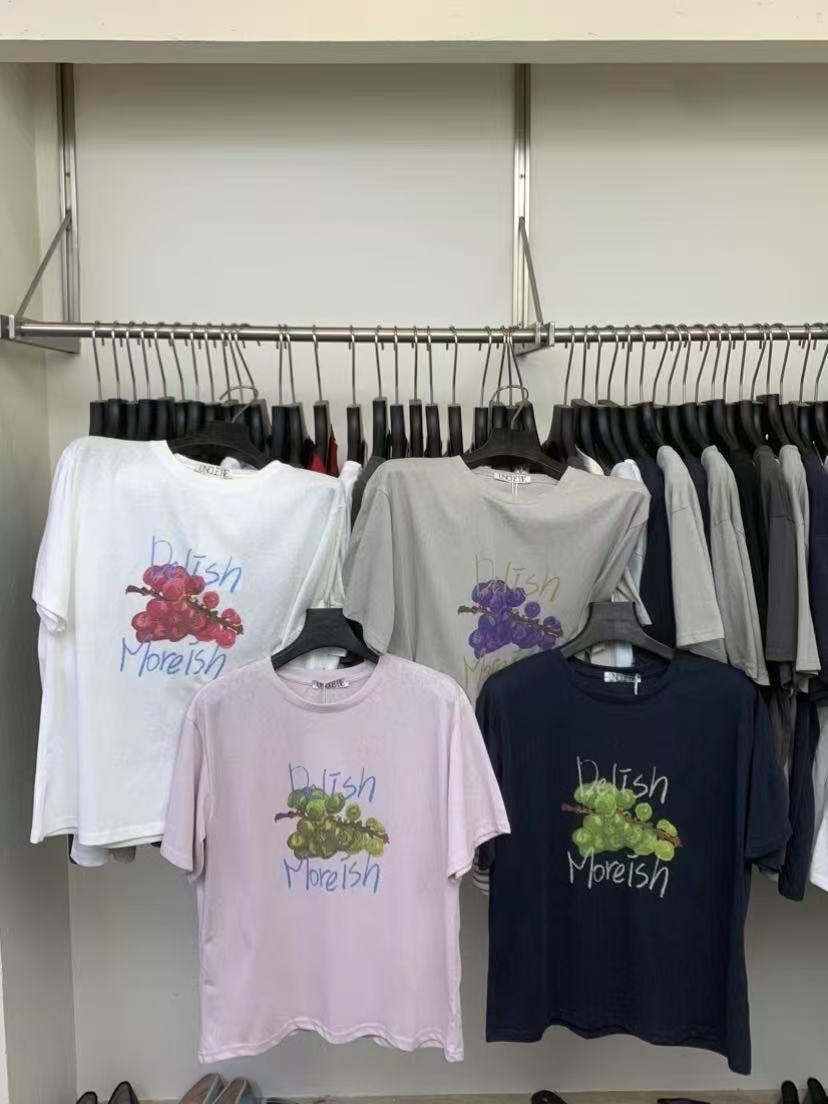 （库）温柔瑶-Uncle Be#韩系字母葡萄印花百搭短袖T#9998【正价】