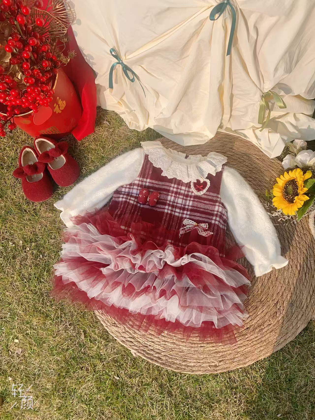 女童连衣裙冬装25新款宝宝岁礼服背心公主裙冬季儿童圣诞衣服套装